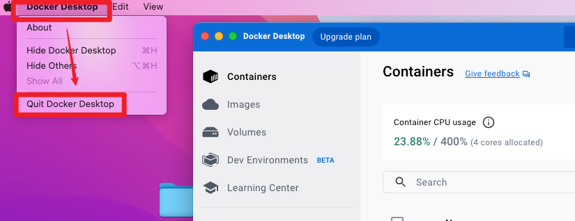 点击Quit Docker Desktop